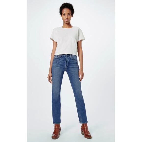 RE/DONE 90s High Rise Ankle Crop Slim Comfort Stretch Jeans NET-A-PORTER 26 $265 - Picture 1 of 12